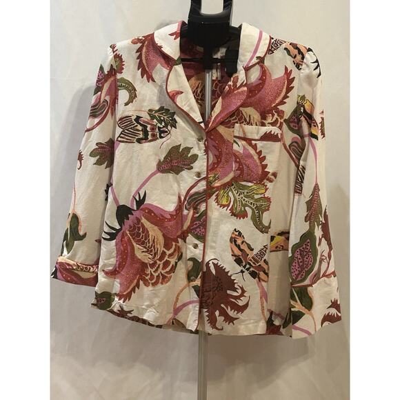 Raphael Balme Anthropologie Women's Floral Button Up Pajama Shirt size S - Picture 1 of 3